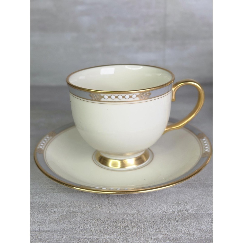 Lot 4 Tea Cups & Saucers Lenox McKinley Presidential Collection Made in USA VTG
